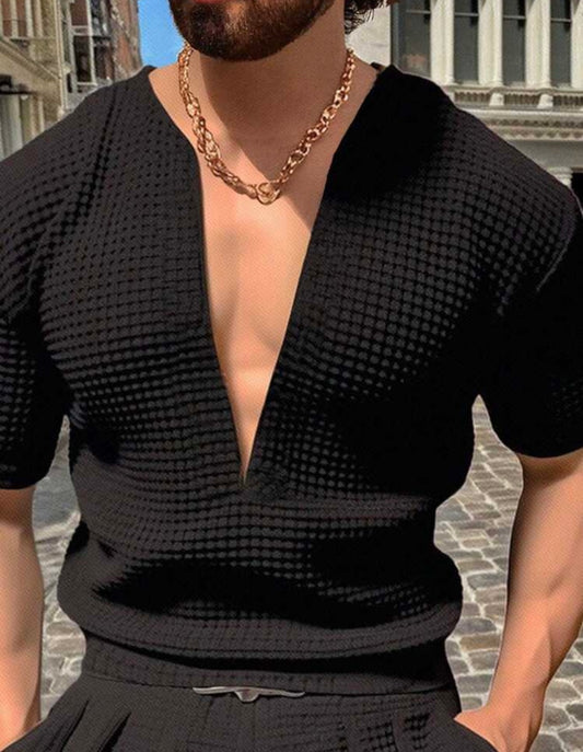 V neck summer knitted shirt