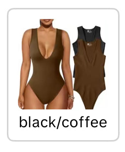 Women's 2 Piece Sleeveless Deep V Neck Ribbed Leotard One Piece Bodysuit