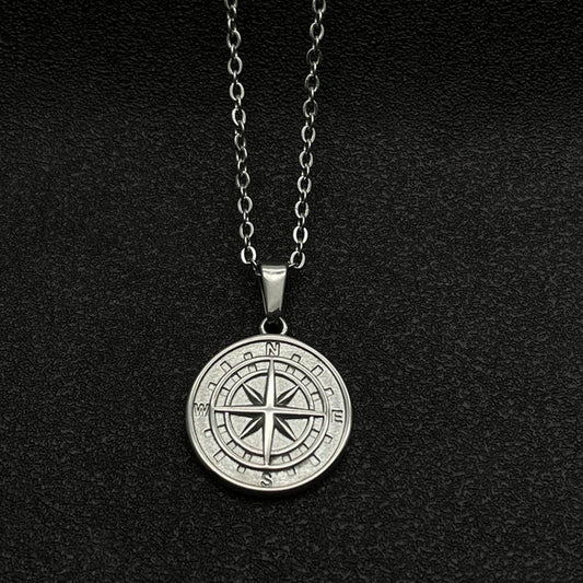 8 0 1 2 Round Compass Soul Pendant (Men Necklace)