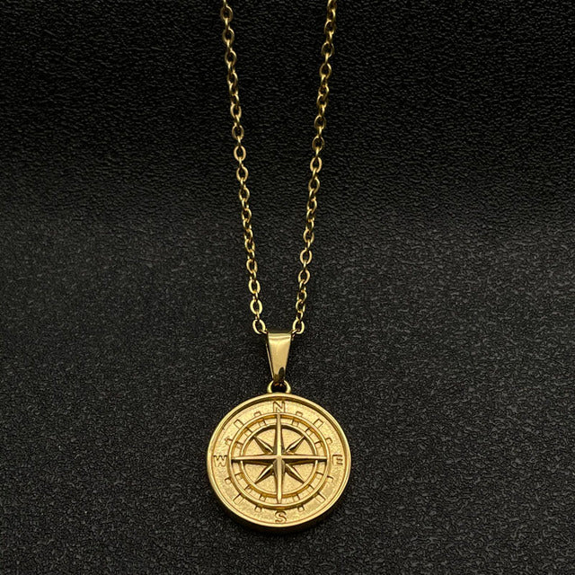 8 0 1 2 Round Compass Soul Pendant (Men Necklace)